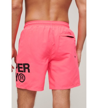 Superdry Fato de banho desportivo com logtipo de material reciclado cor-de-rosa
