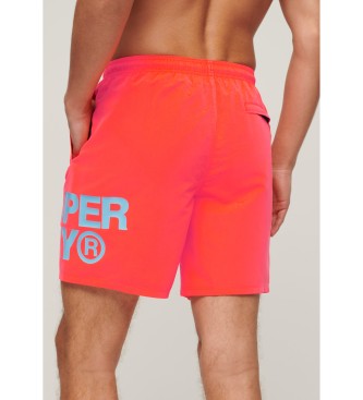 Superdry Costume da bagno sportivo con logo corallo da 17 pollici