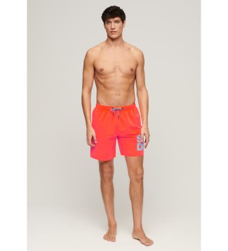 Superdry Costume da bagno sportivo con logo corallo da 17 pollici