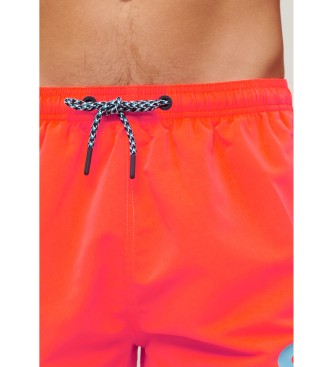 Superdry Costume da bagno sportivo con logo corallo da 17 pollici
