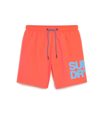 Superdry Costume da bagno sportivo con logo corallo da 17 pollici
