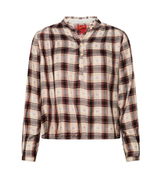 Superdry Blusa de manga larga a cuadros rojo