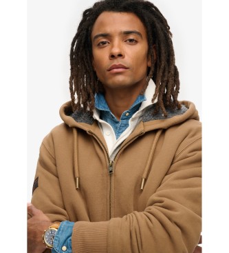 Superdry Hoodie with zipped hood and brown sheepskin lining