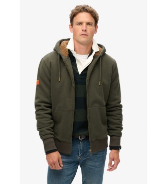 Superdry Hoodie met rits en fleece voering groen