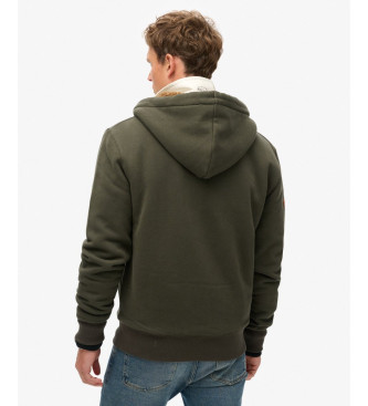 Superdry Hoodie with zip hood and fleece lining green