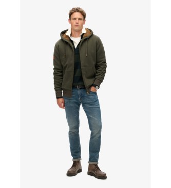 Superdry Felpa con cappuccio con zip e fodera in shearling verde