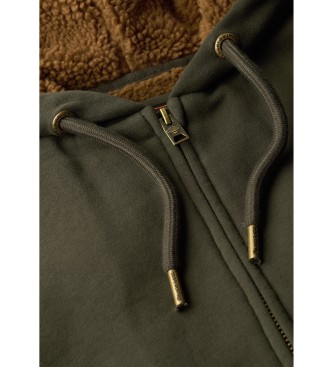 Superdry Hoodie met rits en fleece voering groen