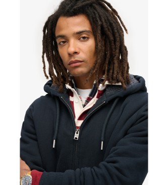 Superdry Hoodie with zipped hood and navy fleece lining