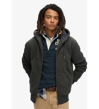 Superdry Hoodie mit Kapuze mit Reiverschluss und schwarzem Fleecefutter