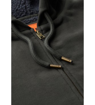 Superdry Hoodie met capuchon met rits en zwarte fleece voering