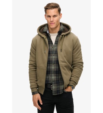 Superdry Sweat avec capuche zippe et doublure en peau de mouton marron