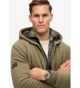 Superdry Hoodie mit Kapuze mit Reiverschluss und braunem Fleecefutter