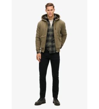 Superdry Hoodie mit Kapuze mit Reiverschluss und braunem Fleecefutter