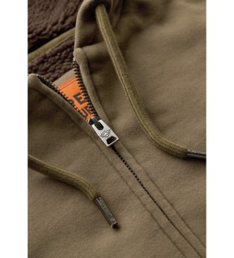 Superdry Sudadera con capucha cremallera y forro de borrego marrn