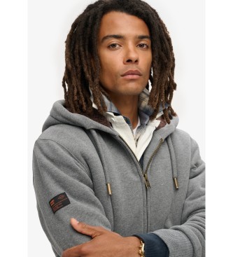 Superdry Hoodie mit Kapuze mit Reiverschluss und grauem Fleecefutter