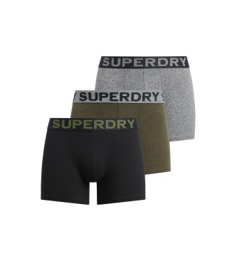 Superdry Set 3 Bxers Lisos negro, verde, gris