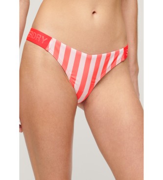 Superdry Slip bikini a righe dal design audace rosa