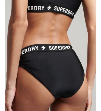 Superdry tervunnen elastisk bikiniunderdel svart
