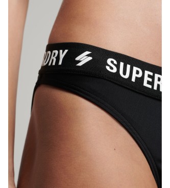 Superdry tervunnen elastisk bikiniunderdel svart