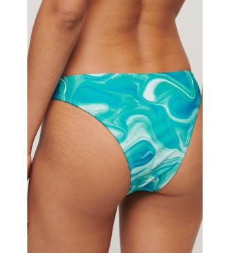 Superdry Blau bedruckte Bikini-Hose mit aufflligem Design