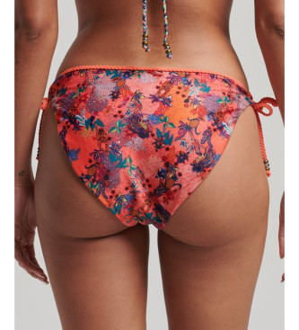 Superdry Korallenfarbene Bikinihose mit tropischem Muster