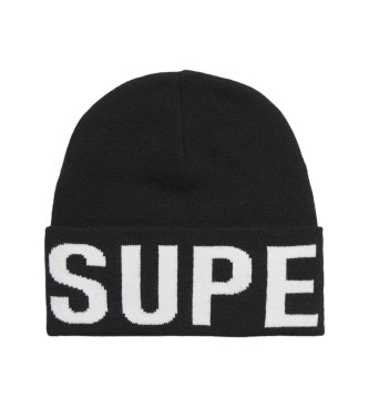 Superdry Gorro de punto con el logotipo de la marca negro