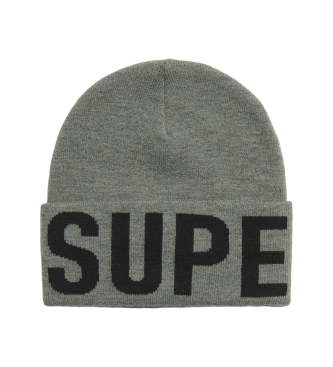 Superdry Gorro de punto con el logotipo de la marca gris