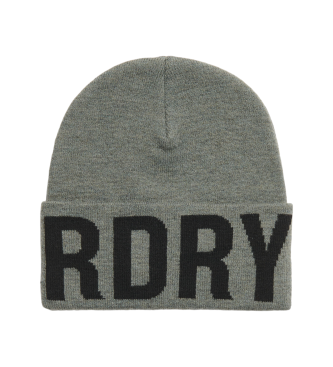 Superdry Gorro de punto con el logotipo de la marca gris