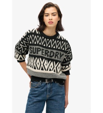 Superdry Pullover mit Rundhalsausschnitt und schwarzem Markendesign