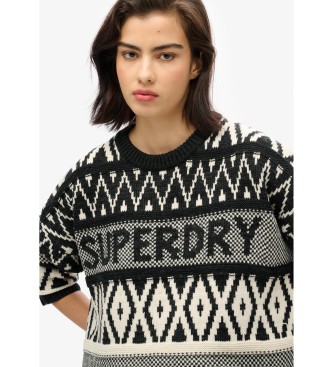 Superdry Pullover mit Rundhalsausschnitt und schwarzem Markendesign