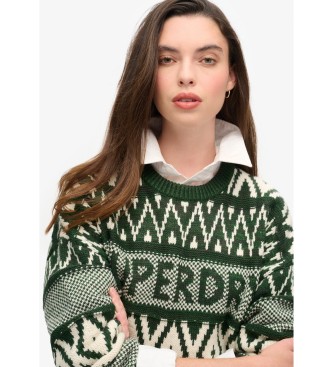 Superdry Camisola de gola redonda com desenho verde da marca