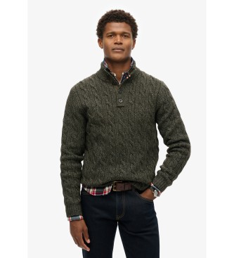 Superdry Grner geflochtener Strickpullover