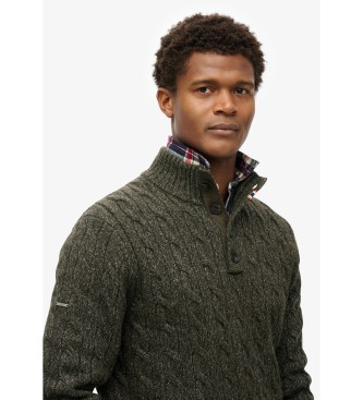 Superdry Grner geflochtener Strickpullover