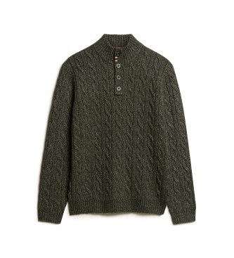 Superdry Grner geflochtener Strickpullover