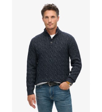 Superdry Pull en maille tresse marine