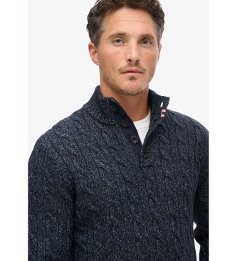 Superdry Navy flettet strikket trje