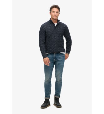 Superdry Navy flettet strikket trje