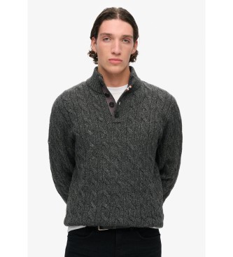 Superdry Pull gris en tricot tress