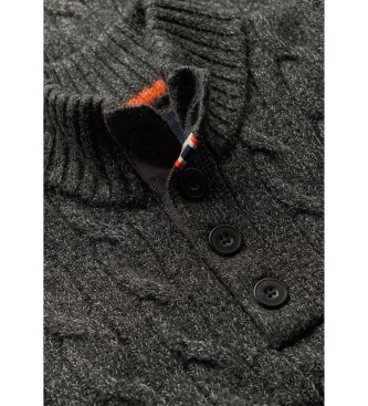 Superdry Szary sweter z dzianiny w warkocze