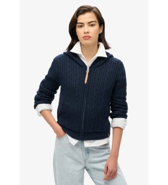 Superdry Cable Knit Zip Up Sweatshirt navy