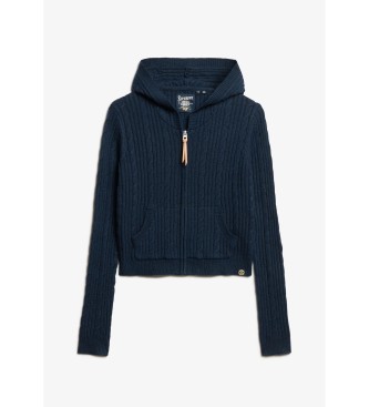 Superdry Kabelstrick-Sweatshirt mit Reiverschluss navy