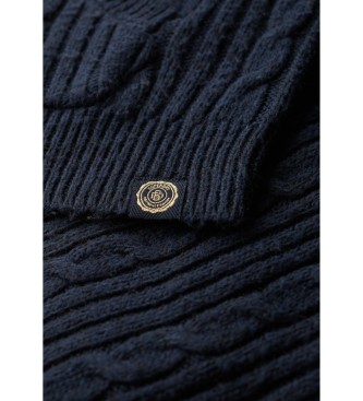 Superdry Kabelstrikket sweatshirt med lynls navy