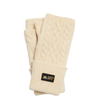 Superdry Gants de luxe en tricot beige