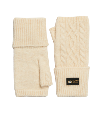 Superdry Guantes de punto trenzado Luxe beige