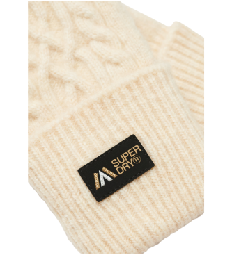 Superdry Luxe beige gestrickte Handschuhe