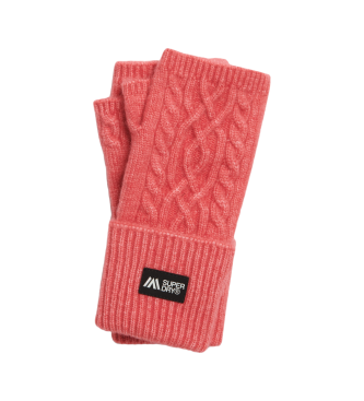 Superdry Guantes de punto trenzado Luxe rosa