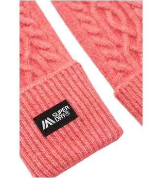 Superdry Knitted knitted gloves Luxe pink