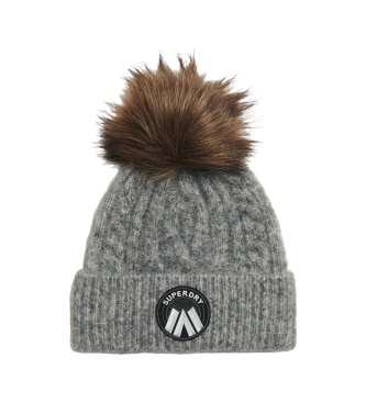 Superdry Gorro de malha entranada Luxe cinzento