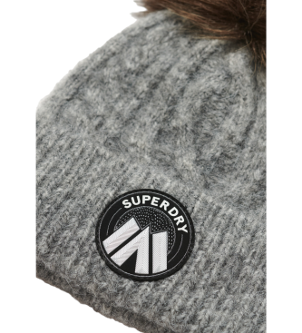 Superdry Luxe braided knitted beanie grey