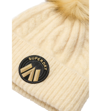 Superdry Luxe beige fltad stickad mssa